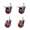Service Caster 35 Inch Red Polyurethane Swivel 58 Inch Threaded Stem Caster Set 2 Total Lock Brakes SCC-TSTTL20S3514-PPUB-RED-58212-2-S2 - alternate 1